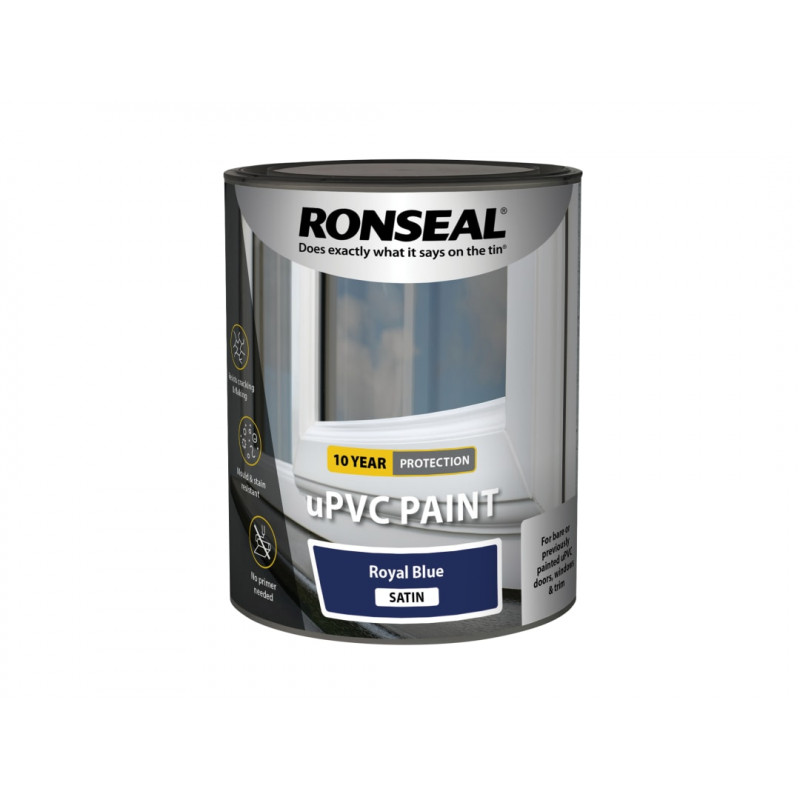 Ronseal 39390 uPVC Paint Royal Blue Satin 750ml Ronseal 39390 uPVC Paint Royal Blue Satin 750ml