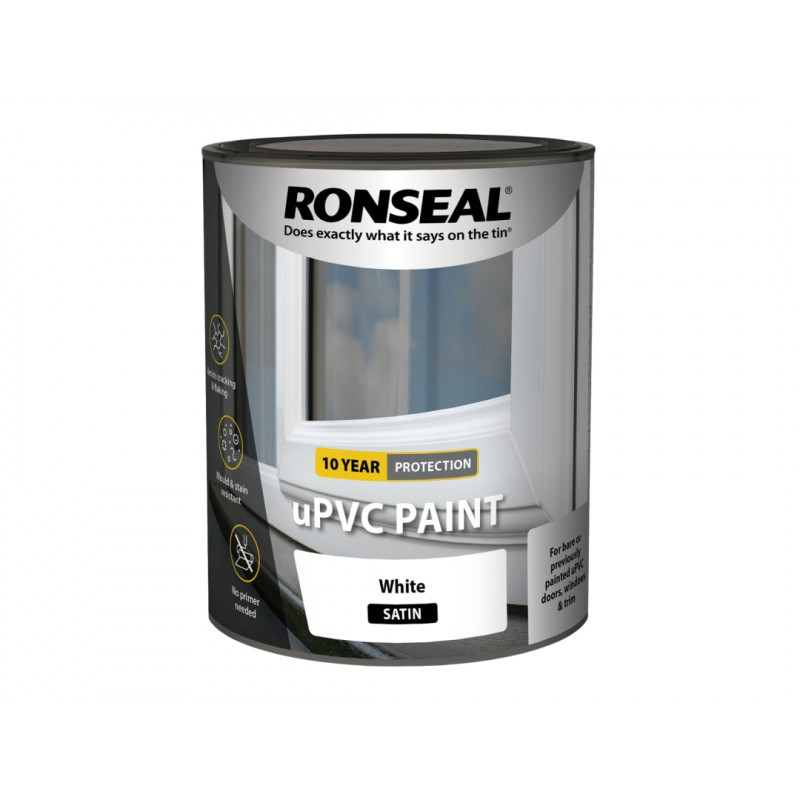 Ronseal 39392 uPVC Paint White Satin 750ml Ronseal 39392 uPVC Paint White Satin 750ml