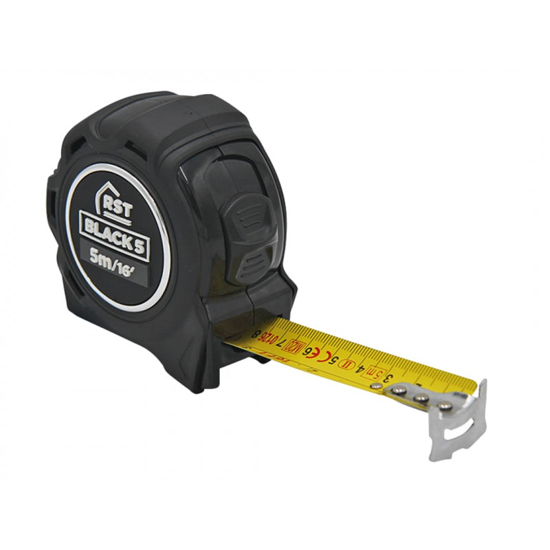 R.S.T. RSTBLACK5 Black Tape Measure 5m/16ft (Width 25mm) R.S.T. RSTBLACK5 Black Tape Measure 5m/16ft (Width 25mm)
