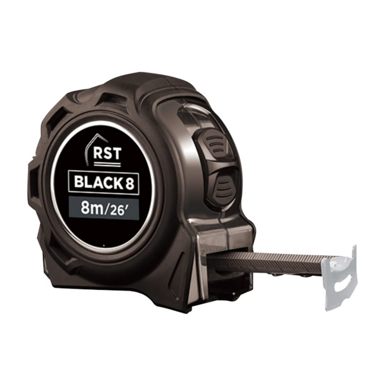 R.S.T. RSTBLACK8 Black Tape Measure 8m/26ft (Width 25mm) R.S.T. RSTBLACK8 Black Tape Measure 8m/26ft (Width 25mm)