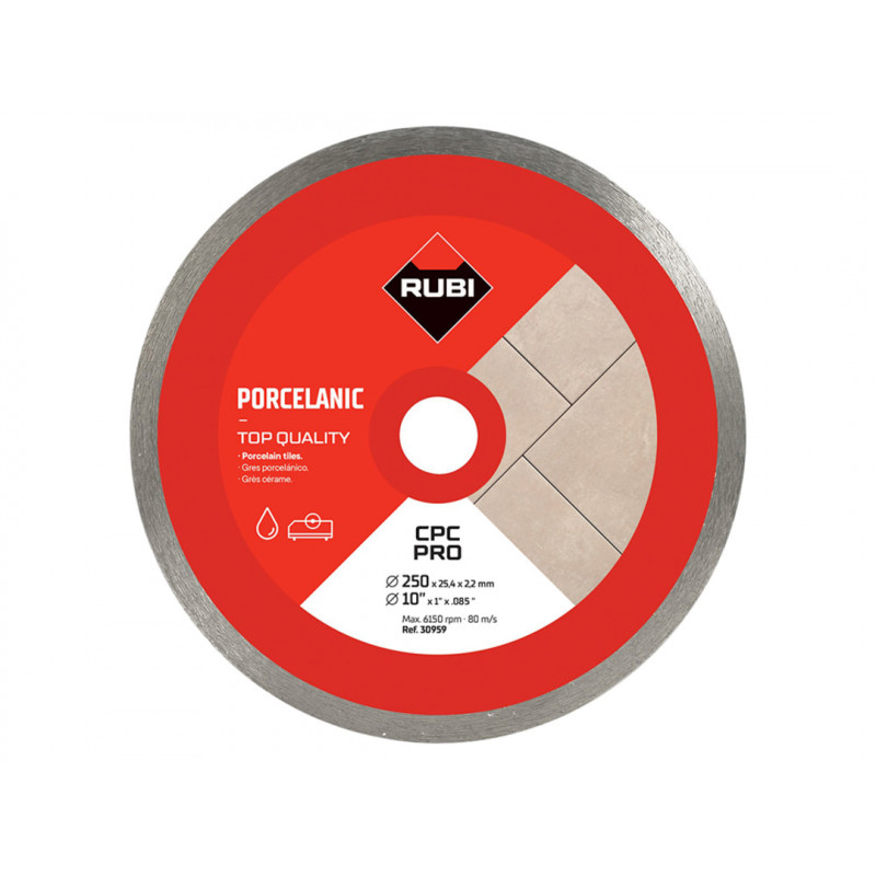 RUBI TILING TOOLS 30959 CPC250 PRO Continuous Rim Diamond Blade 250mm RUBI TILING TOOLS 30959 CPC250 PRO Continuous Rim Diamond Blade 250mm