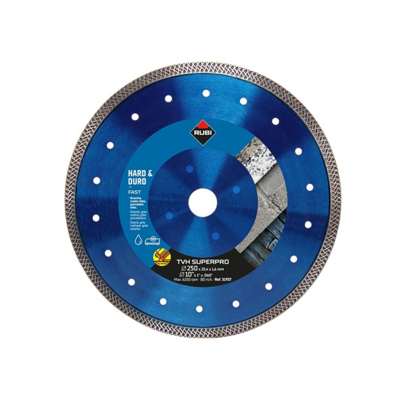 RUBI TILING TOOLS 31937 TVH250 SUPERPRO Diamond Blade 250mm RUBI TILING TOOLS 31937 TVH250 SUPERPRO Diamond Blade 250mm