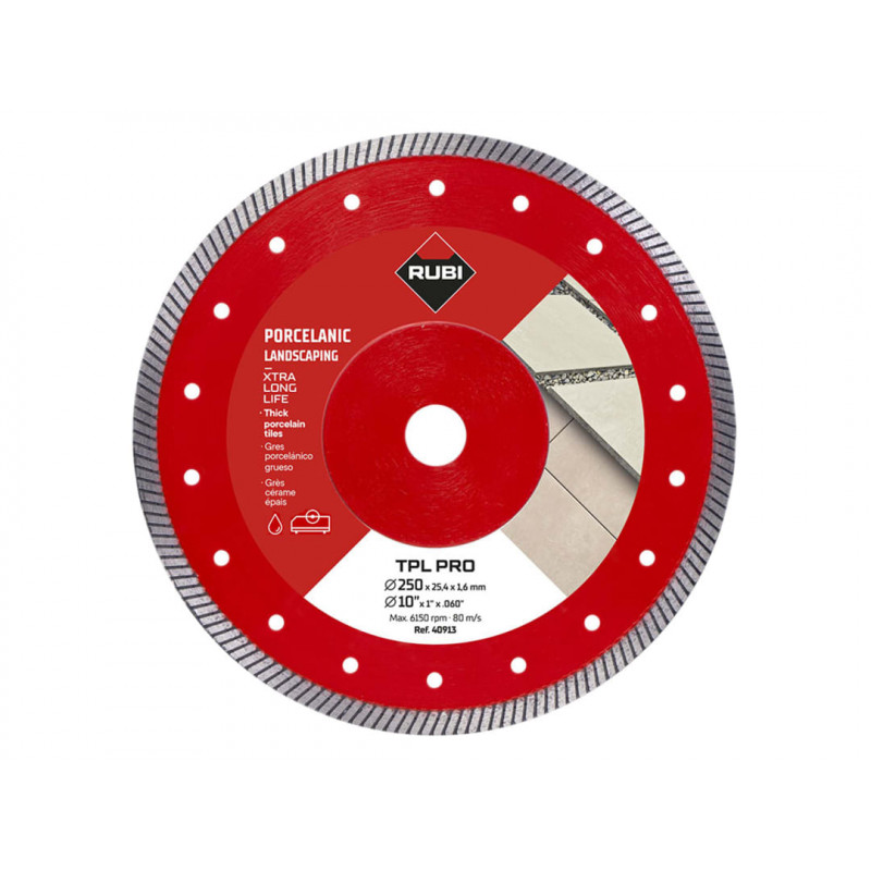 RUBI TILING TOOLS 40913 TPL 250 EXT Pro Diamond Blade 250mm RUBI TILING TOOLS 40913 TPL 250 EXT Pro Diamond Blade 250mm