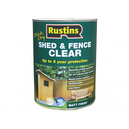 Rustins FSCL1000 Quick Dry Shed and Fence Clear Protector 1 litre
