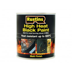Rustins HRBL250 High Heat Paint 600°C Black 250ml
