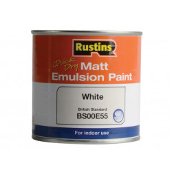 Rustins MEMLW250 Quick Dry Matt Emulsion Paint White 250ml
