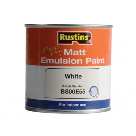 Rustins MEMLW250 Quick Dry Matt Emulsion Paint White 250ml