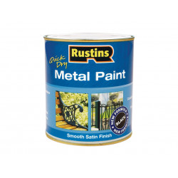 Rustins MPBK1000 Quick Drying Metal Paint Smooth Satin Black 1 Litre