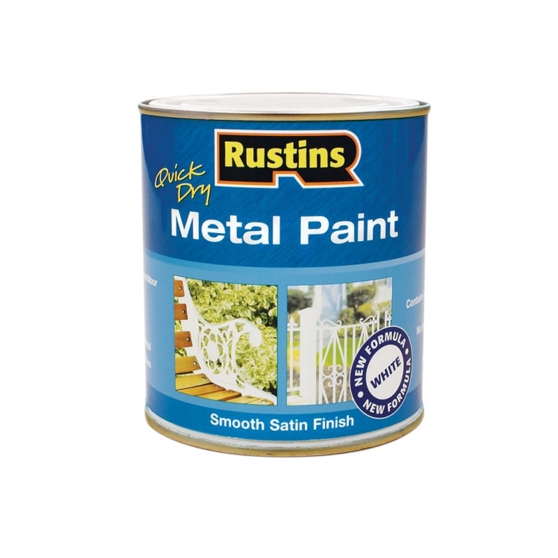 Rustins MPWH250 Quick Drying Metal Paint Smooth Satin White 250ml Rustins MPWH250 Quick Drying Metal Paint Smooth Satin White 250ml
