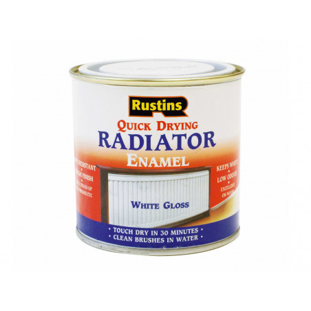 Rustins RADG250 Quick Dry Radiator Enamel Paint Gloss White 250ml