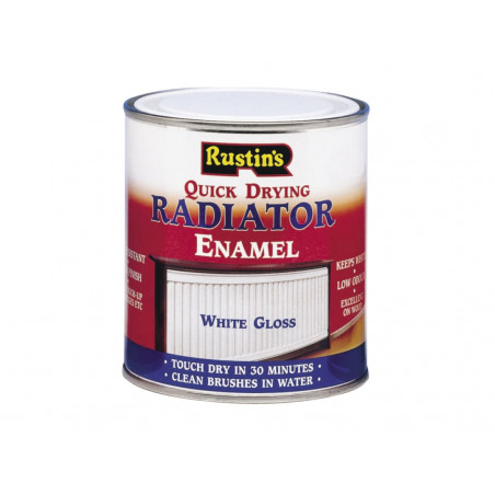 Rustins RADG500 Quick Dry Radiator Enamel Paint Gloss White 500ml