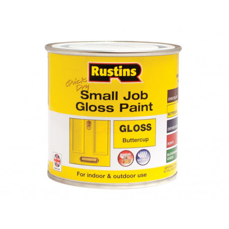 Rustins GPBUW250 Quick Dry Small Job Gloss Paint Buttercup 250ml
