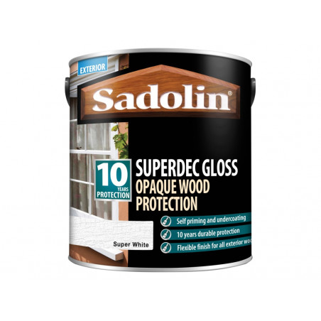Sadolin 5028851 Superdec Opaque Wood Protection Super White Gloss 2.5 litre