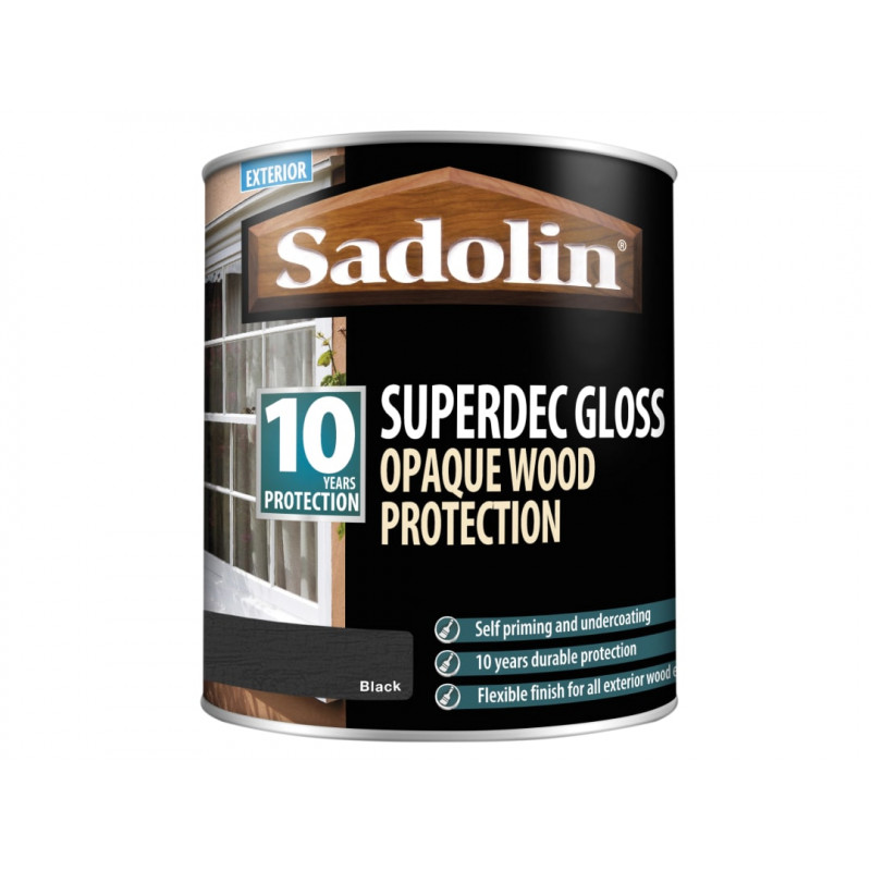 Sadolin 5028853 Superdec Opaque Wood Protection Black Gloss 1 litre