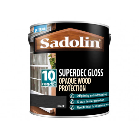 Sadolin 5028854 Superdec Opaque Wood Protection Black Gloss 2.5 litre