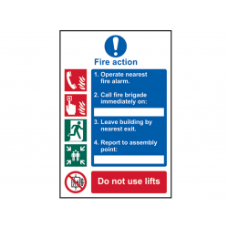 Scan 0175 Fire Action Procedure, Style 1 - PVC Sign 200 x 300mm