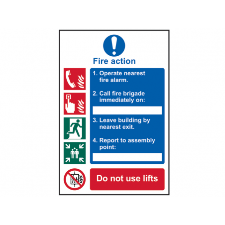 Scan 0175 Fire Action Procedure, Style 1 - PVC Sign 200 x 300mm