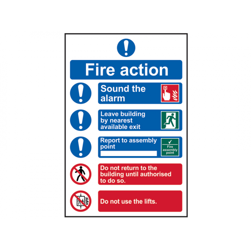 Scan 0178 Fire Action Procedure, Style 2 - PVC Sign 200 x 300mm Scan 0178 Fire Action Procedure, Style 2 - PVC Sign 200 x 300mm