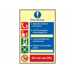 Scan 0202 Fire Action Procedure - Photoluminescent Sign 200 x 300mm