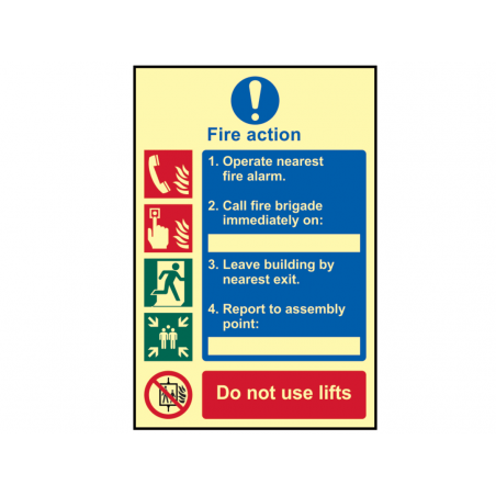 Scan 0202 Fire Action Procedure - Photoluminescent Sign 200 x 300mm