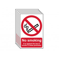 Scan 0567-5 No Smoking In These Premises - PVC Sign 200 x 300mm (5 Pack)