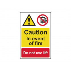 Scan 1180 Caution Event of Fire Do Not Use Lift - PVC Sign 200 x 300mm