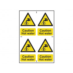 Scan 1309 Caution Hot Water - 4 PVC Signs 100 x 100mm