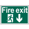 Scan 1503 Fire Exit Running Man Arrow Down - PVC Sign 300 x 200mm