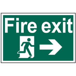 Scan 1504 Fire Exit Running Man Arrow Right - PVC Sign 300 x 200mm