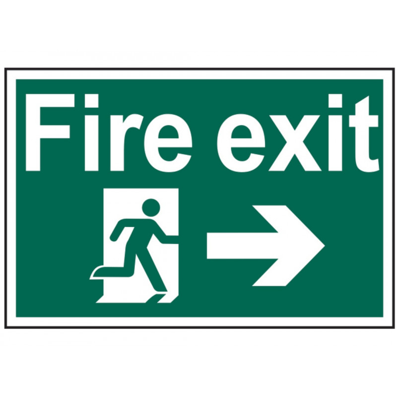 Scan 1504 Fire Exit Running Man Arrow Right - PVC Sign 300 x 200mm Scan 1504 Fire Exit Running Man Arrow Right - PVC Sign 300 x 200mm