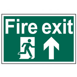 Scan 1505 Fire Exit Running Man Arrow Up - PVC Sign 300 x 200mm