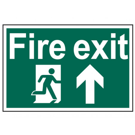 Scan 1505 Fire Exit Running Man Arrow Up - PVC Sign 300 x 200mm