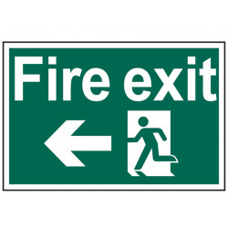 Scan 1506 Fire Exit Running Man Arrow Left - PVC Sign 300 x 200mm