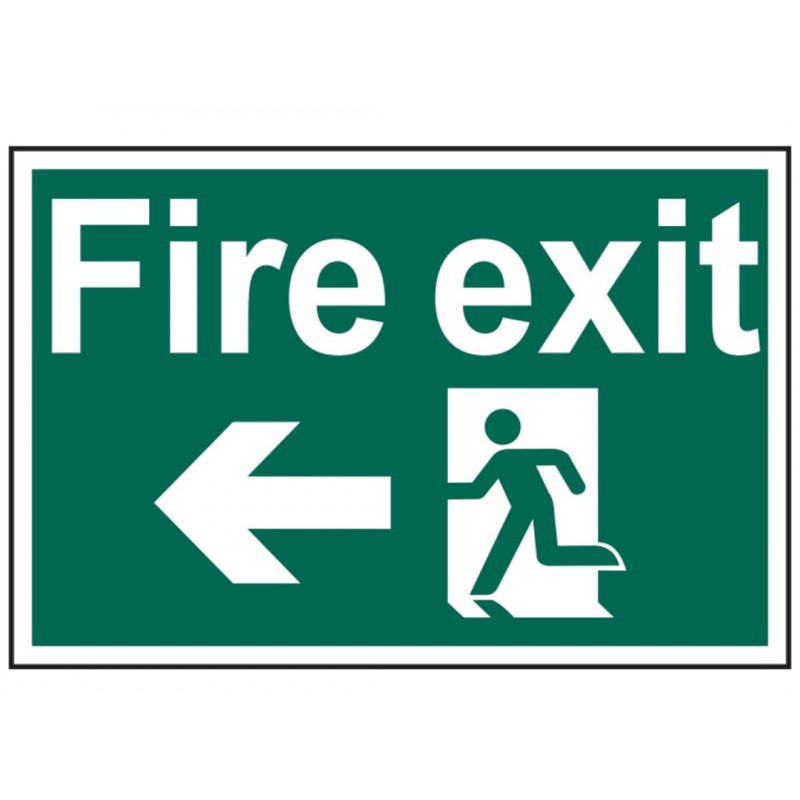 Scan 1506 Fire Exit Running Man Arrow Left - PVC Sign 300 x 200mm Scan 1506 Fire Exit Running Man Arrow Left - PVC Sign 300 x 200mm