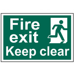 Scan 1513 Fire Exit Keep Clear - PVC Sign 300 x 200mm