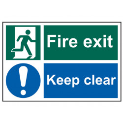 Scan 1540 Fire Exit Keep Clear - PVC Sign 300 x 200mm