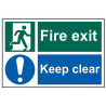 Scan 1540 Fire Exit Keep Clear - PVC Sign 300 x 200mm