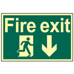 Scan 1580 Fire Exit Running Man Arrow Down - Photoluminescent 300 x 200mm
