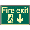 Scan 1580 Fire Exit Running Man Arrow Down - Photoluminescent 300 x 200mm