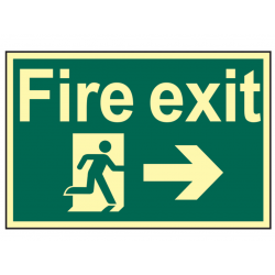 Scan 1581 Fire Exit Running Man Arrow Right - Photoluminescent 300 x 200mm