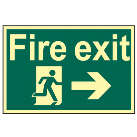 Scan 1581 Fire Exit Running Man Arrow Right - Photoluminescent 300 x 200mm