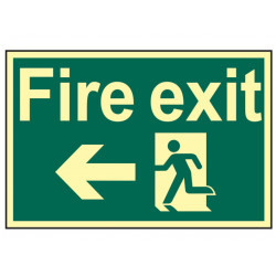 Scan 1583 Fire Exit Running Man Arrow Left - Photoluminescent 300 x 200mm
