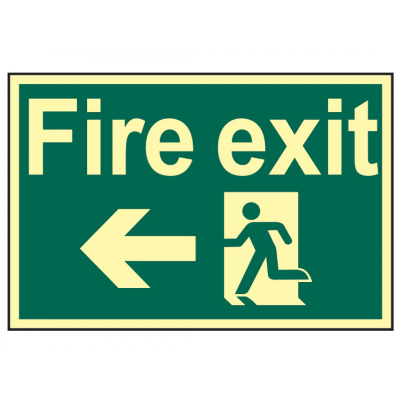 Scan 1583 Fire Exit Running Man Arrow Left - Photoluminescent 300 x 200mm Scan 1583 Fire Exit Running Man Arrow Left - Photoluminescent 300 x 200mm