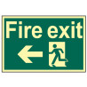Scan 1583 Fire Exit Running Man Arrow Left - Photoluminescent 300 x 200mm