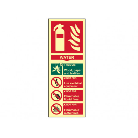 Scan 1590 Fire Extinguisher Composite Water - Photoluminescent 75 x 200mm