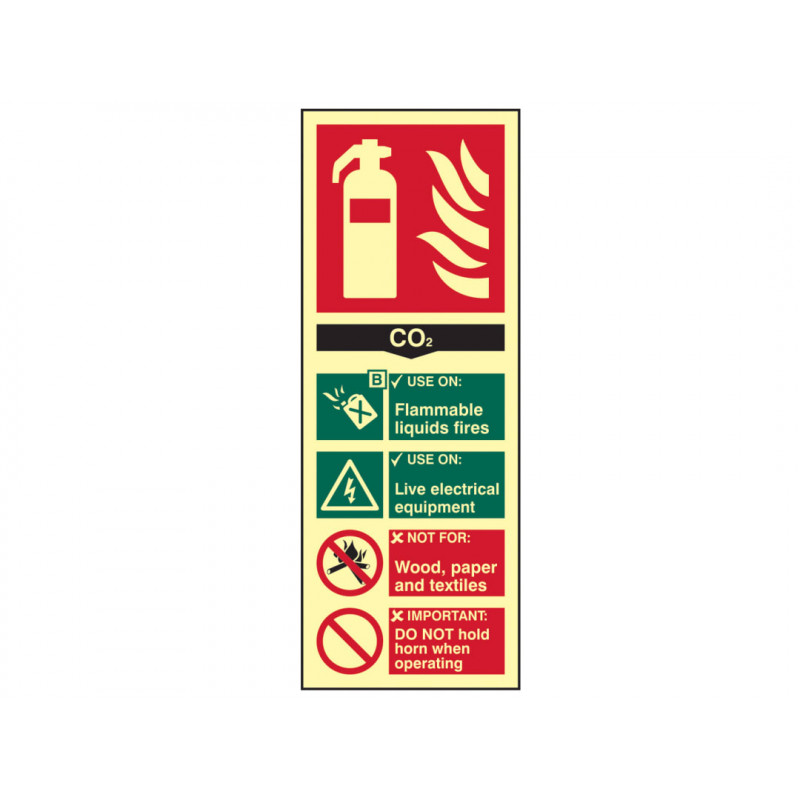 Scan 1592 Fire Extinguisher Composite CO2 - Photoluminescent 75 x 200mm