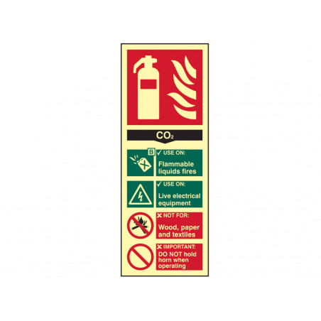 Scan 1592 Fire Extinguisher Composite CO2 - Photoluminescent 75 x 200mm