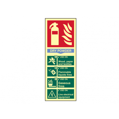 Scan 1593 Fire Extinguisher Composite - Dry Powder - Photoluminescent 75 x 200mm