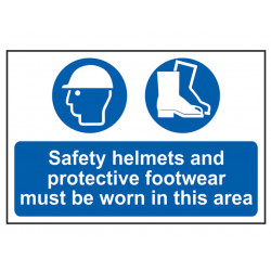 Scan 4001 Safety Helmets & Footwear To Be Worn - PVC Sign 600 x 400mm