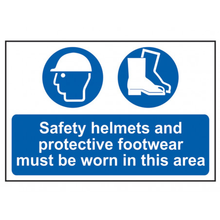 Scan 4001 Safety Helmets & Footwear To Be Worn - PVC Sign 600 x 400mm